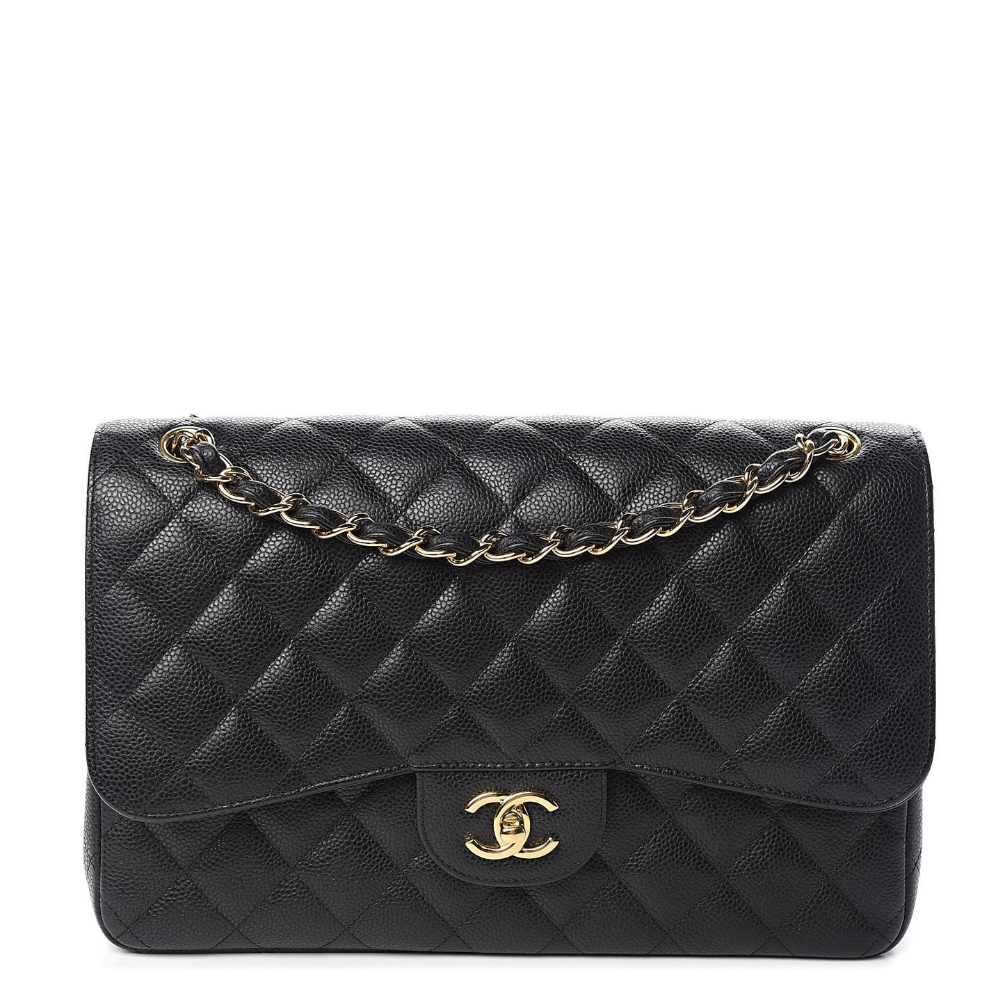 Caviar Quilted Jumbo Double Flap Black