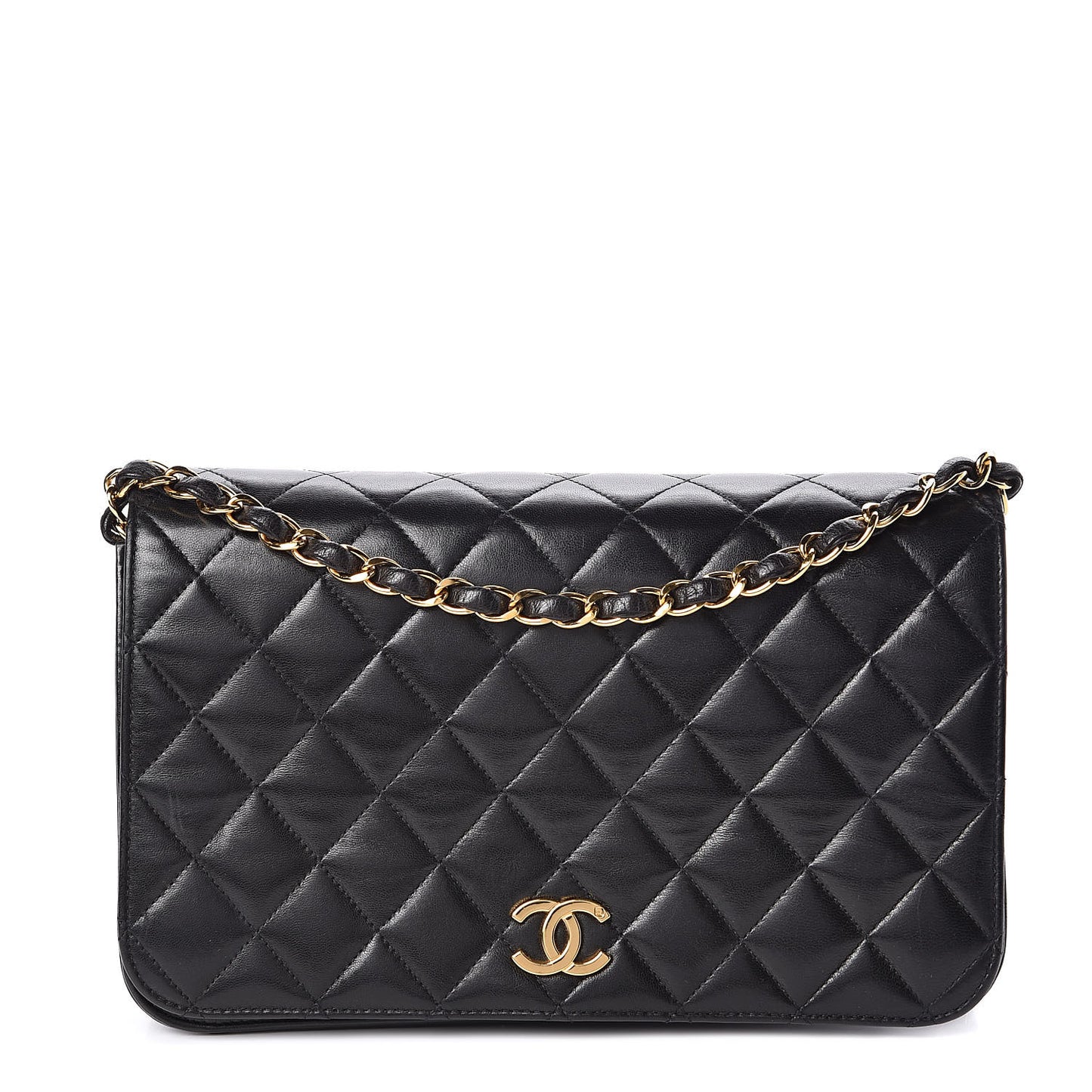 Lambskin Quilted Small Single Flap Bag Black