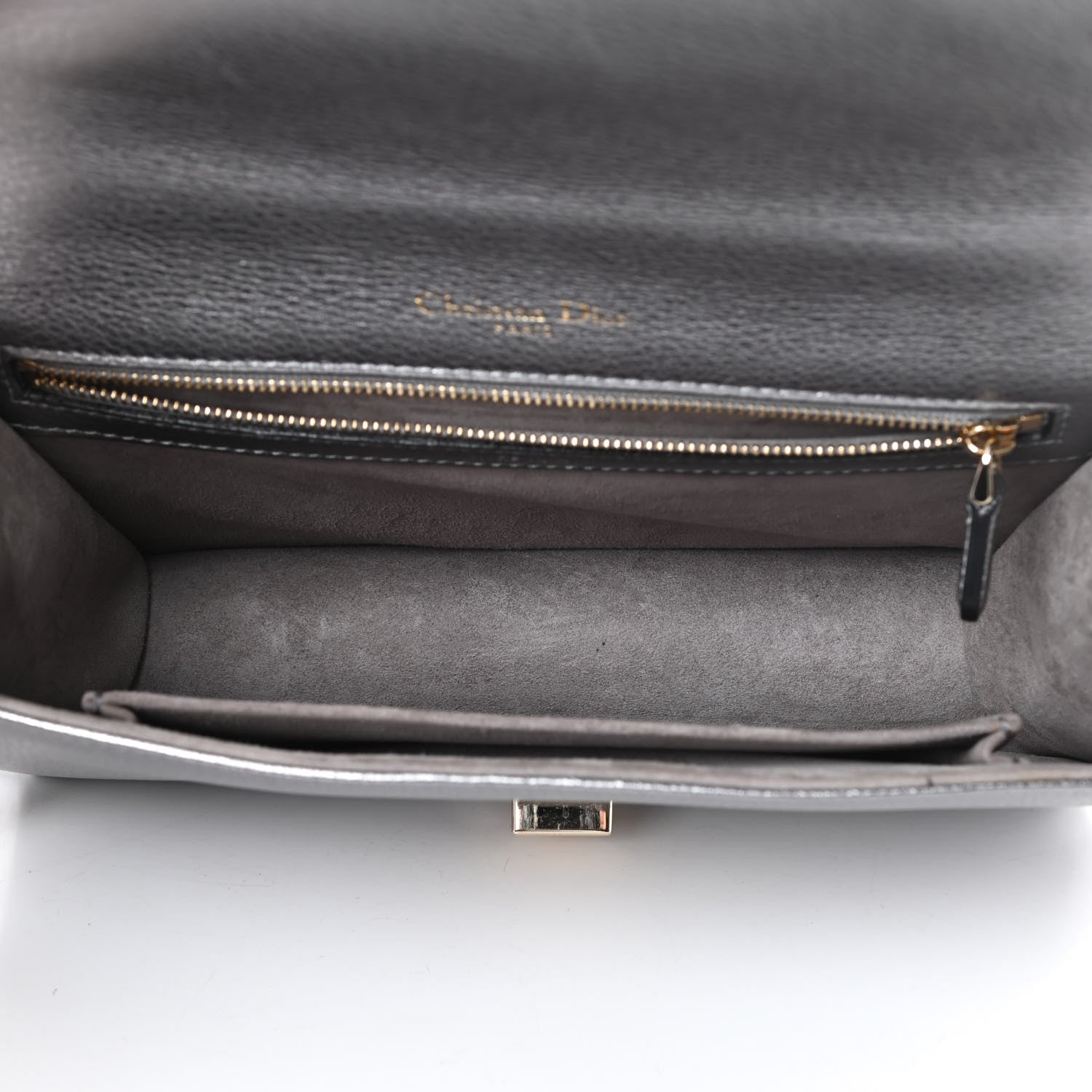 Christian Dior Metallic Grained Calfskin Medium Diorama Flap Bag Silver 5 of 17