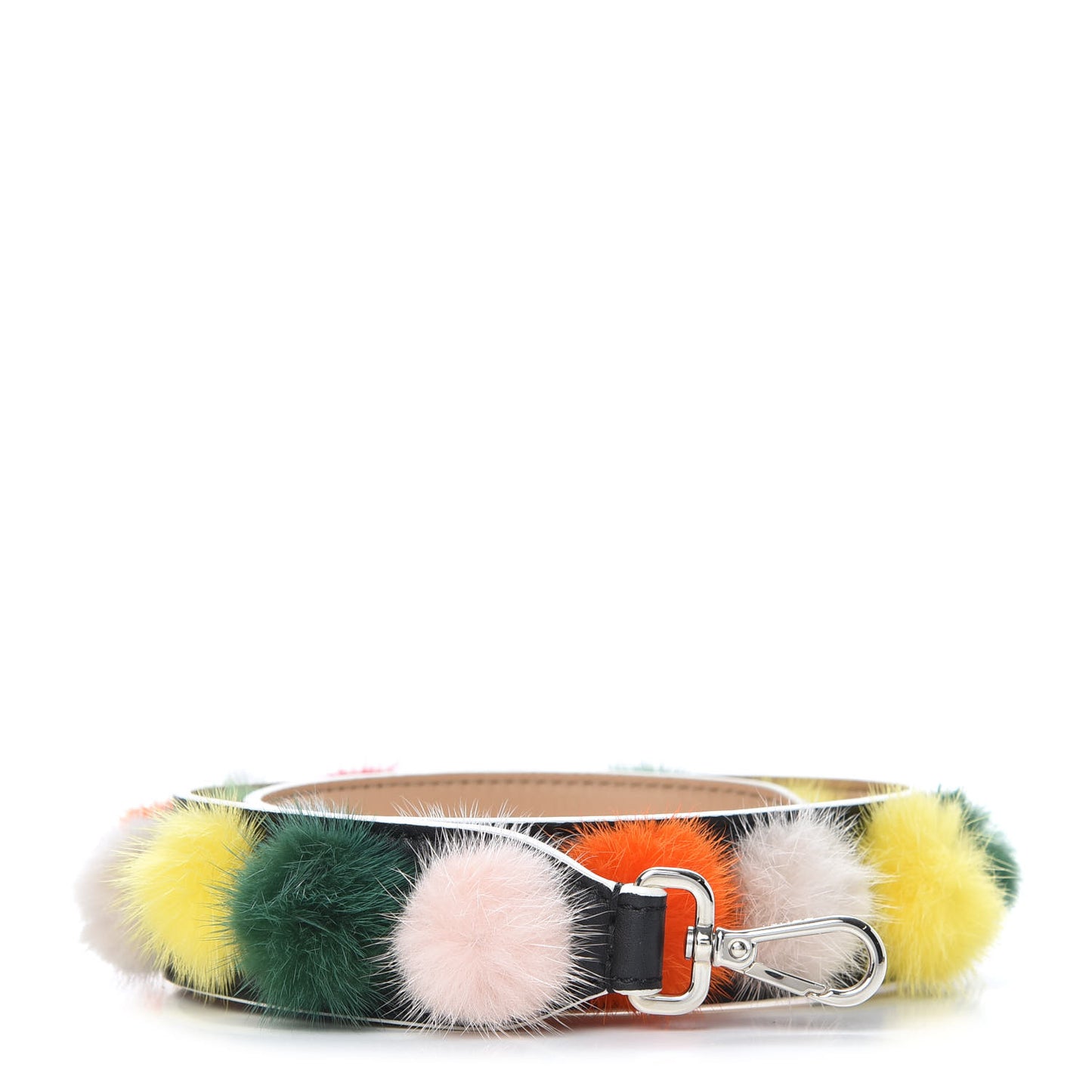Vitello Dolce Mink Fur Bi-Color Pom Pom Strap You Black Makeup Multicolor
