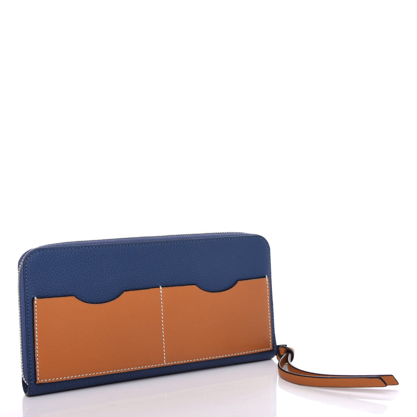 Grained Calfskin Zip Around Wallet Varsity Blue Honey