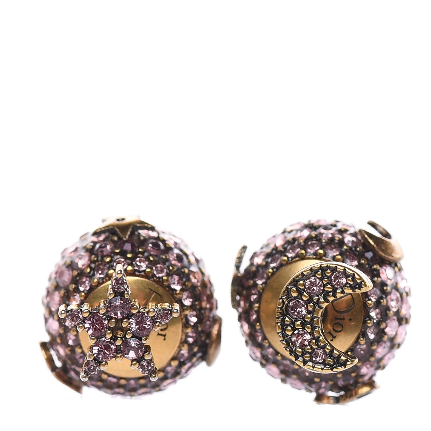 Crystal Star Moon Tribal Earrings Pink Gold