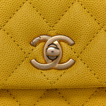 Chanel Caviar Lizard Mini Coco Handle Flap Yellow 8 of 16