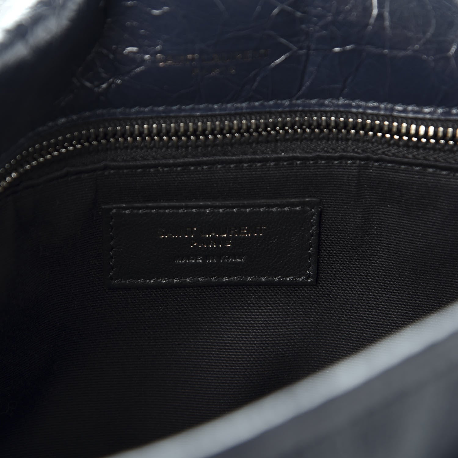 Saint Laurent Crinkled Calfskin Matelasse Monogram Medium Niki Chain Satchel Deep Marine 8 of 10