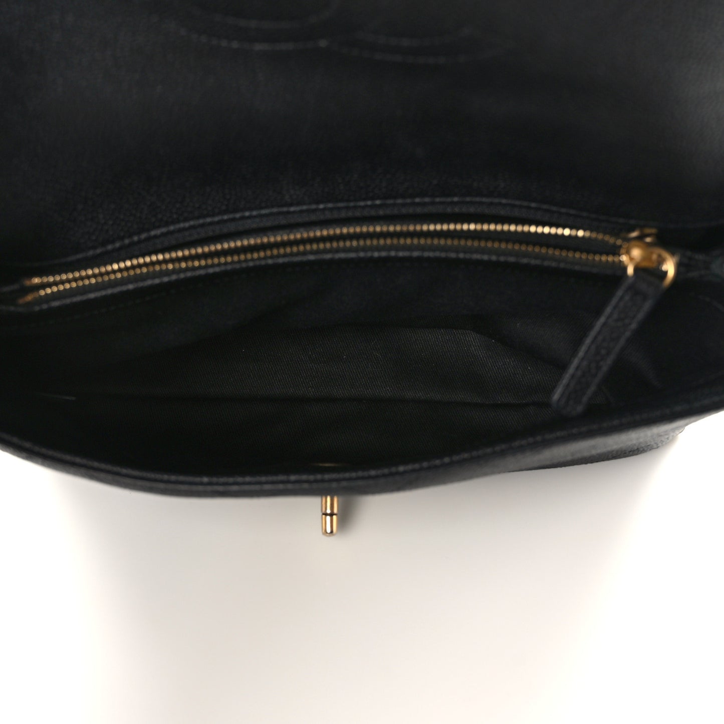 Grained Calfskin Stitched Flap Black