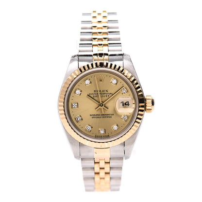 Rolex Stainless Steel 18K Yellow Gold Diamond 26mm Oyster Perpetual Datejust Watch Champagne 69173 1 of 6