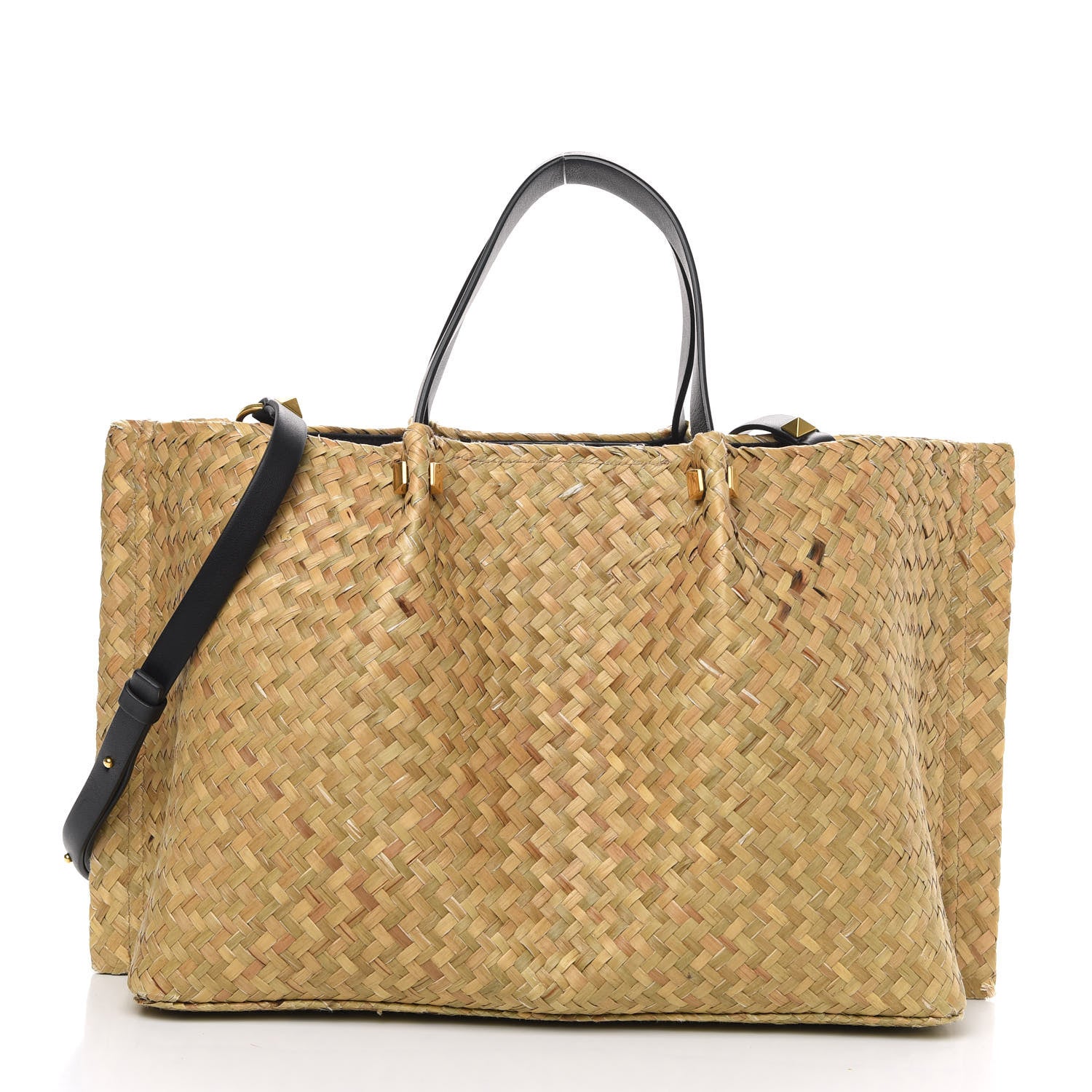 Valentino Garavani Raffia Medium Vlogo Escape Shopper Natural Black Rouge 3 of 10