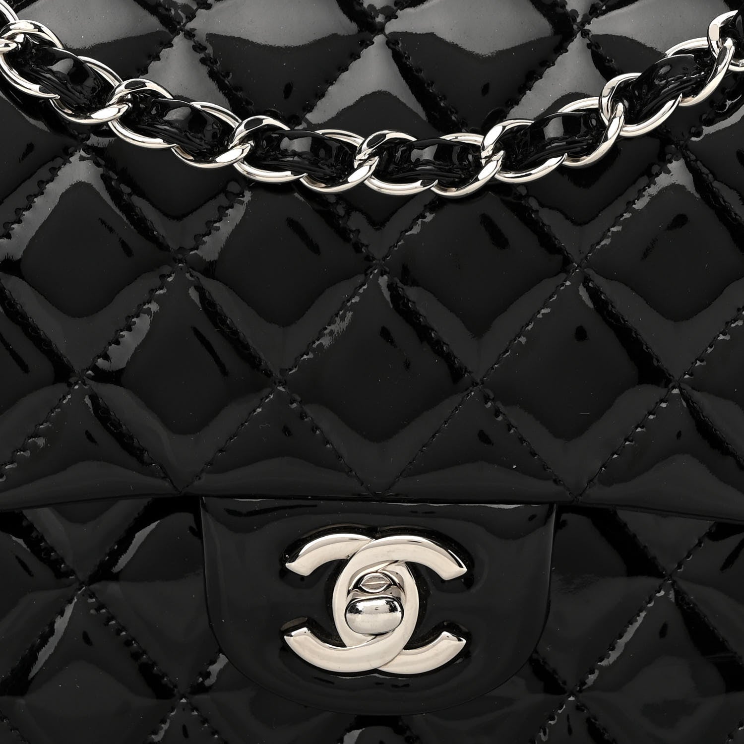 Chanel Patent Quilted Medium Double Flap Black 8 of 12