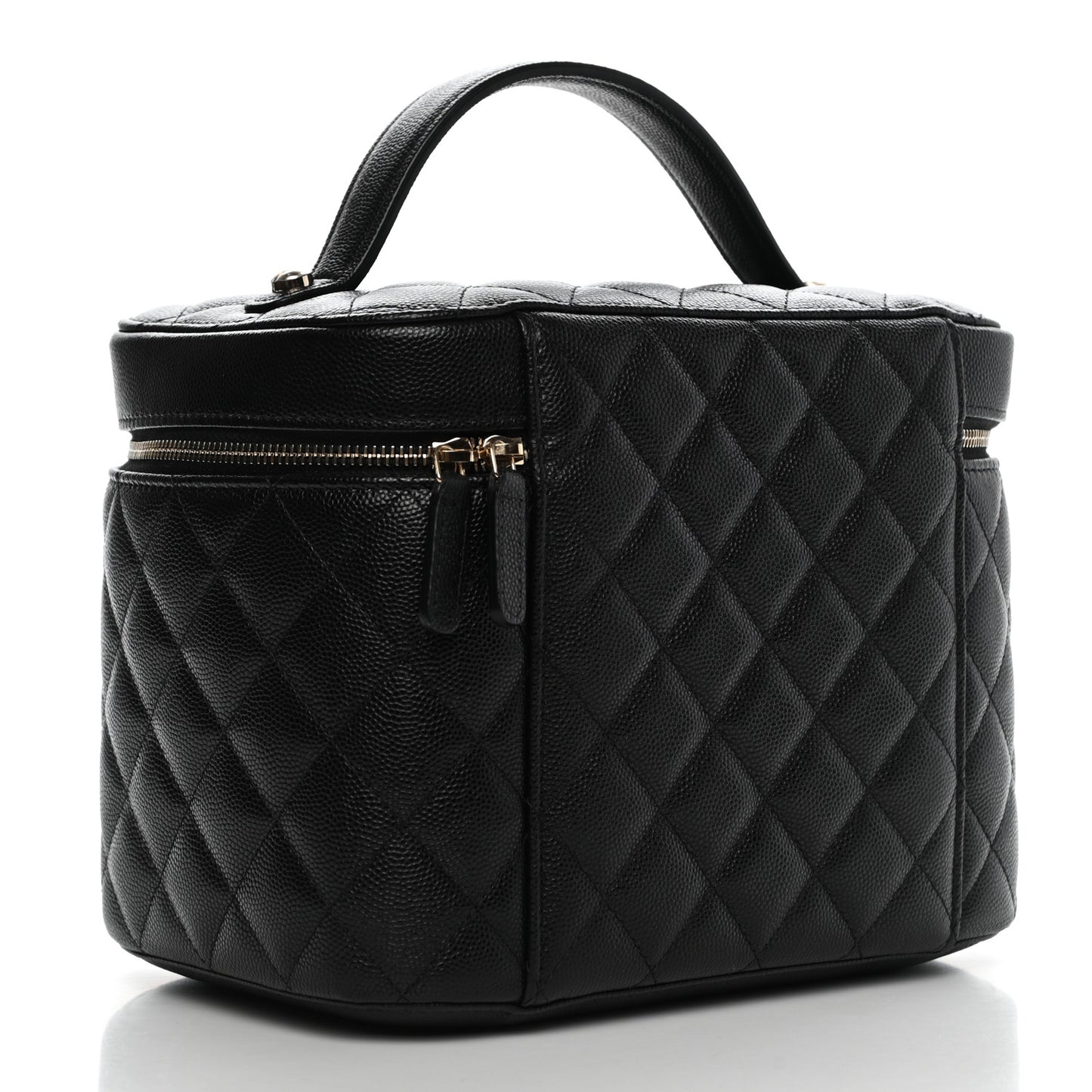 Caviar Quilted Large Vanity Pouch Black