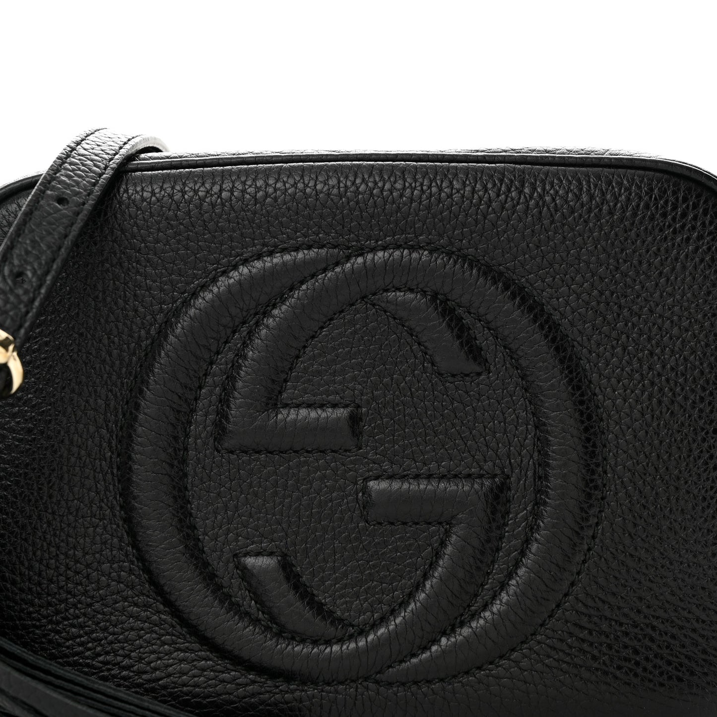 Pebbled Calfskin Small Soho Disco Bag Black