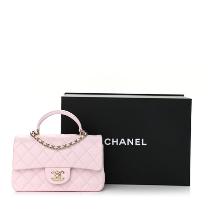 Chanel Lambskin Quilted Mini Top Handle Rectangular Flap Light Pink 11 of 11