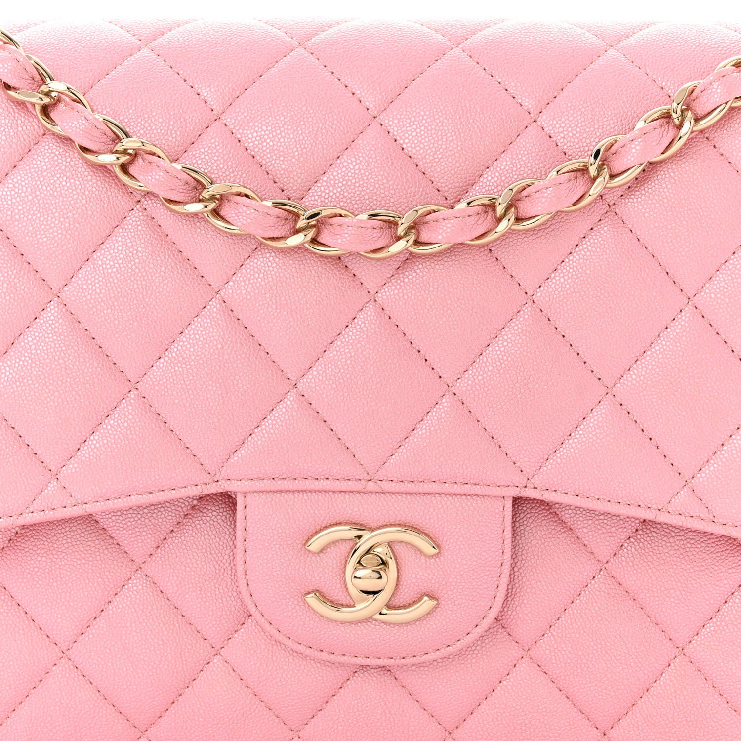 Chanel Iridescent Caviar Quilted Jumbo Double Flap Rose Pink 8 of 10