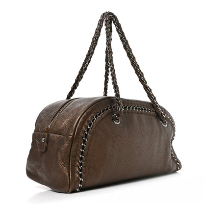 Chanel Metallic Goatskin Medium Luxe Ligne Bowler Bronze 3 of 10
