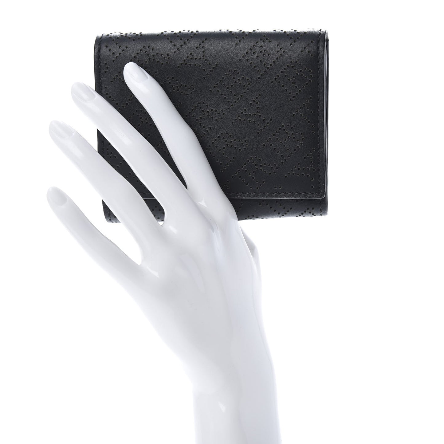 Calfskin Perforated Compact Wallet Black