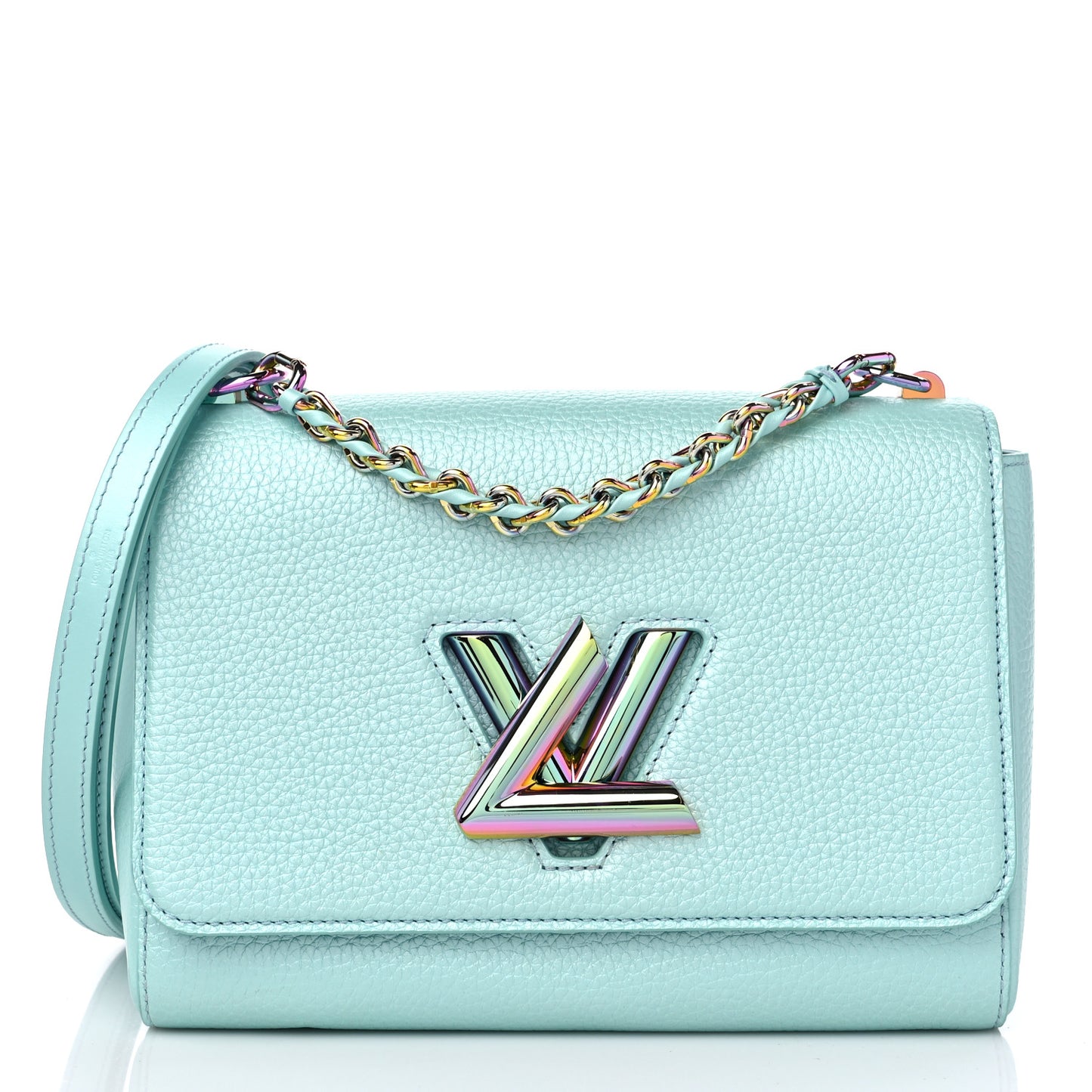 Iridescent Grained Calfskin Summer Splash Twist MM Blue