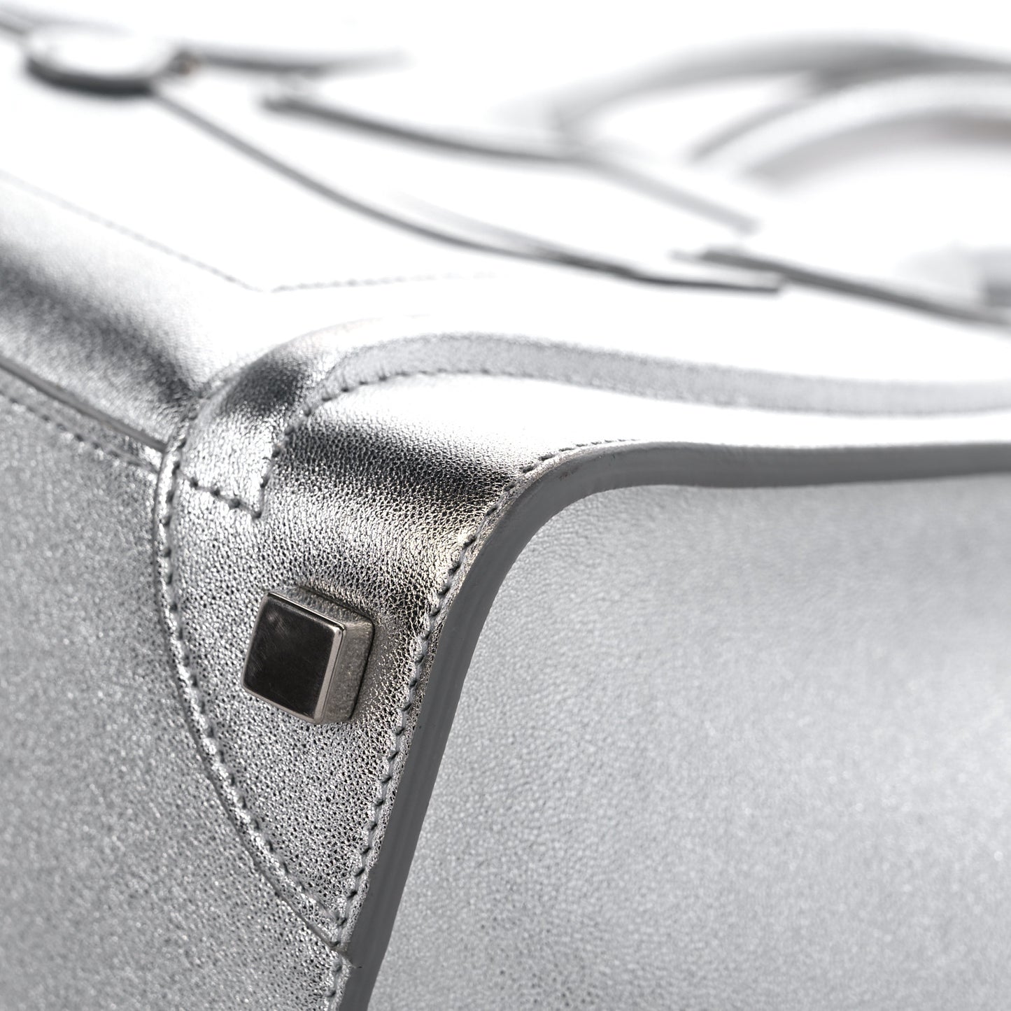 Laminated Lambskin Micro Luggage Silver