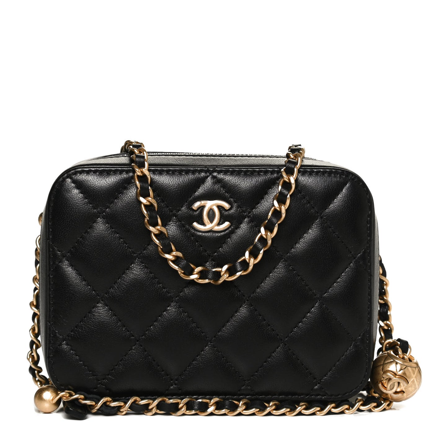 Lambskin Quilted CC Pearl Crush Camera Case Black