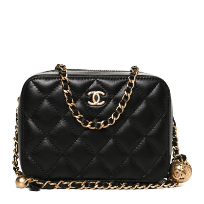 Chanel Lambskin Quilted CC Pearl Crush Camera Case Black 1 of 13