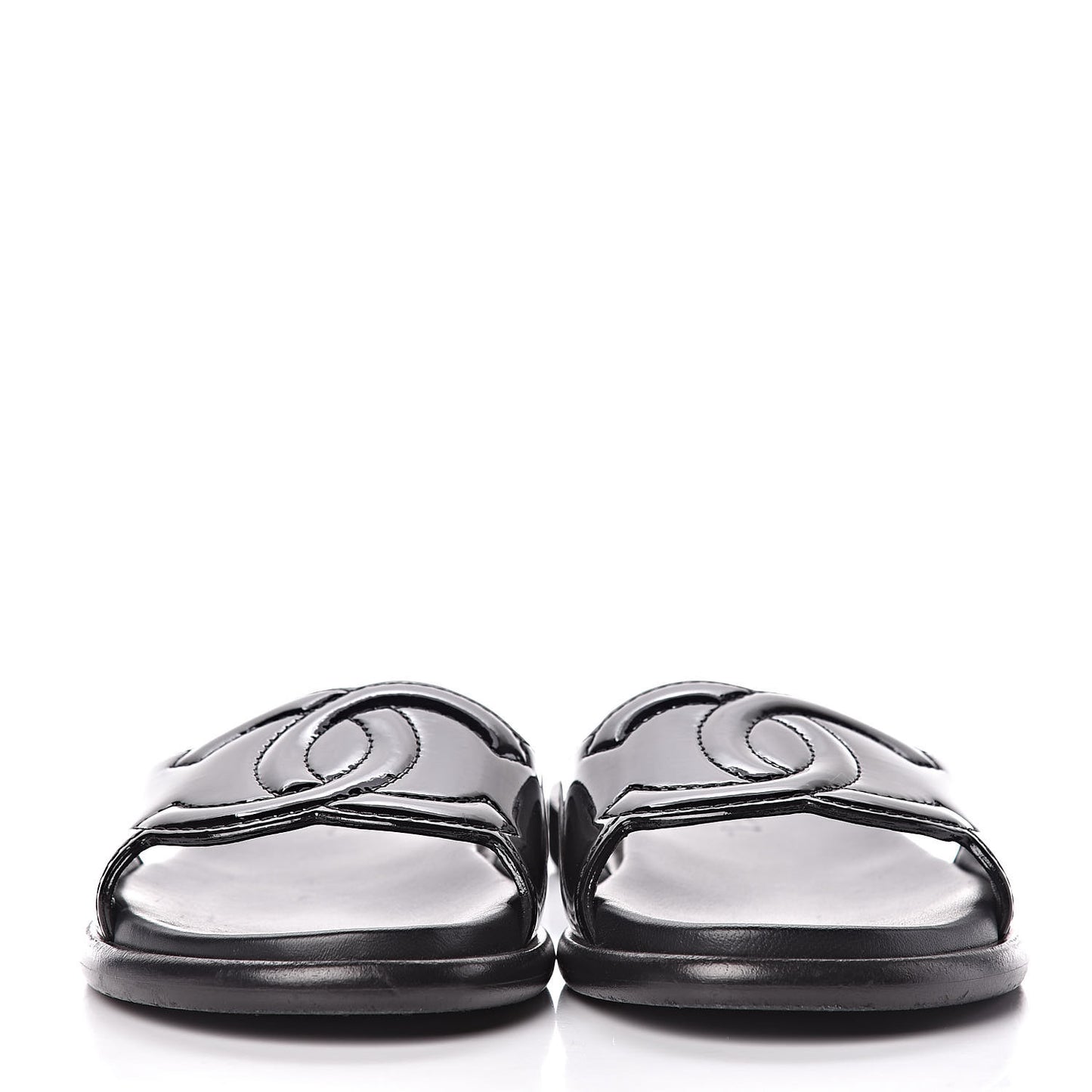 Patent Calfskin CC Slip On Mules 39 Black