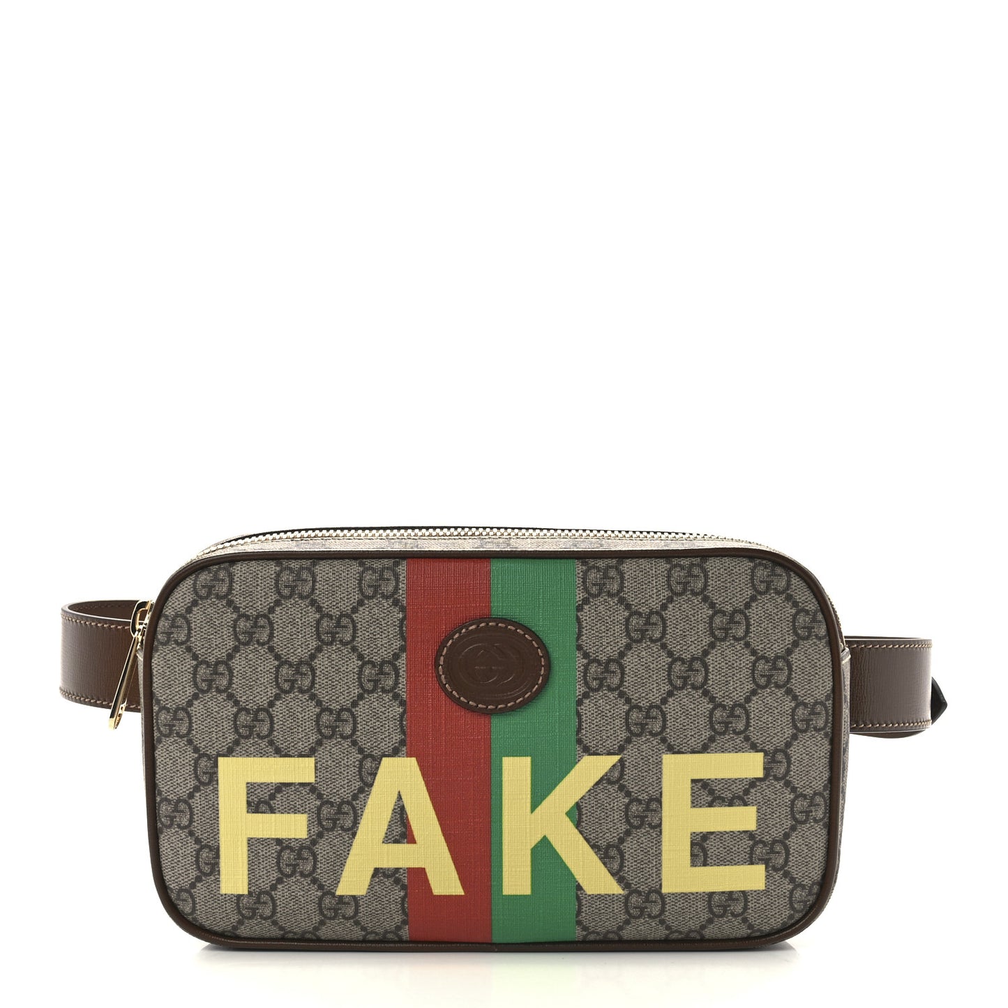 GG Supreme Monogram Azalea Calfskin Fake/Not Small Retro Interlocking G Belt Bag 90 36 Beige Ebony Brown Sugar