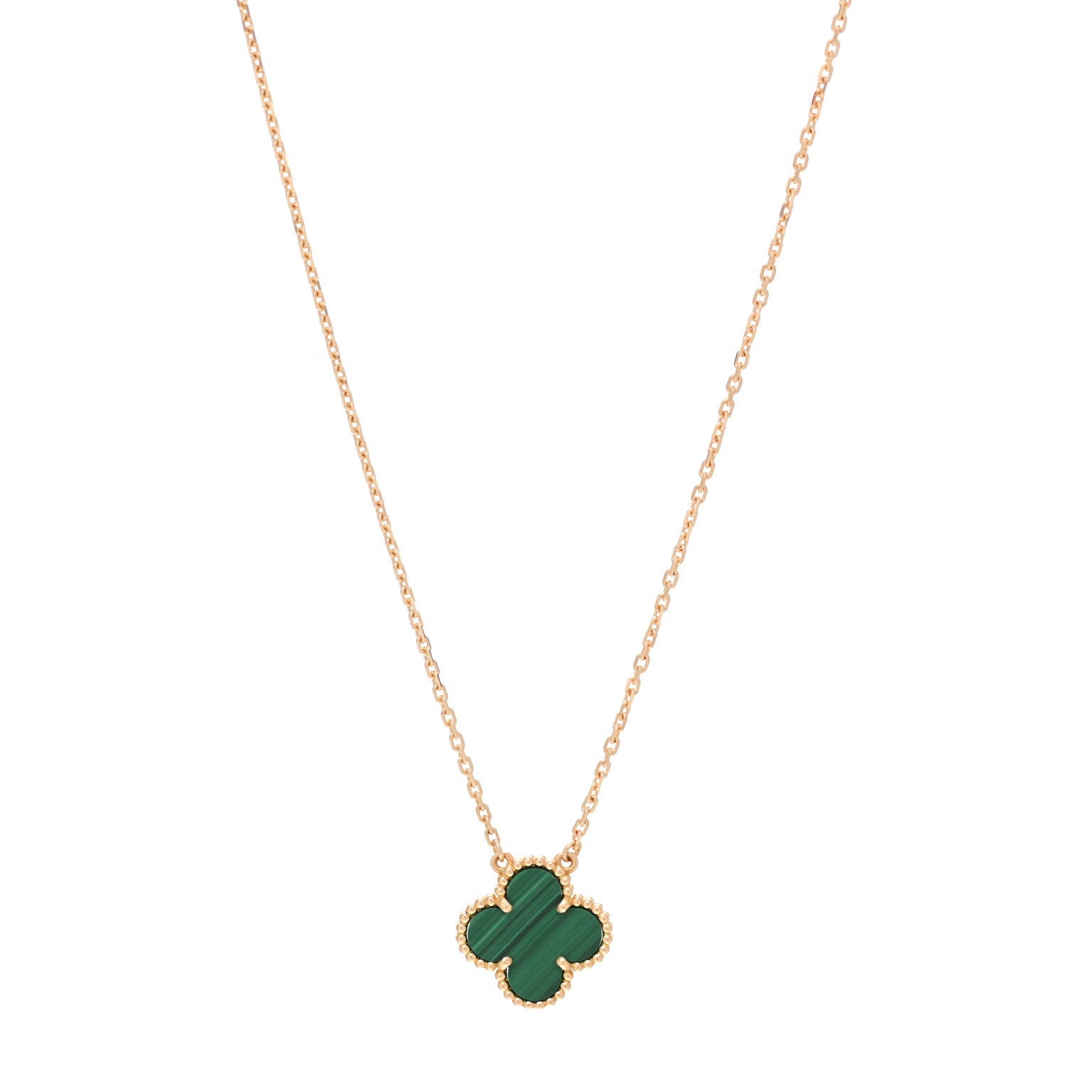 Van Cleef & Arpels 18K Yellow Gold Malachite Vintage Alhambra Pendant Necklace 1 of 7
