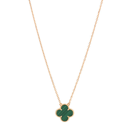 Van Cleef & Arpels 18K Yellow Gold Malachite Vintage Alhambra Pendant Necklace 1 of 7