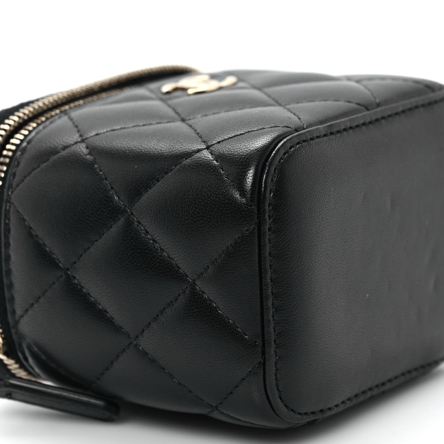 Chanel Lambskin Quilted Top Handle Mini Vanity Case With Chain Black 9 of 12