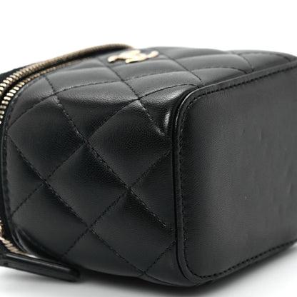 Chanel Lambskin Quilted Top Handle Mini Vanity Case With Chain Black 9 of 12