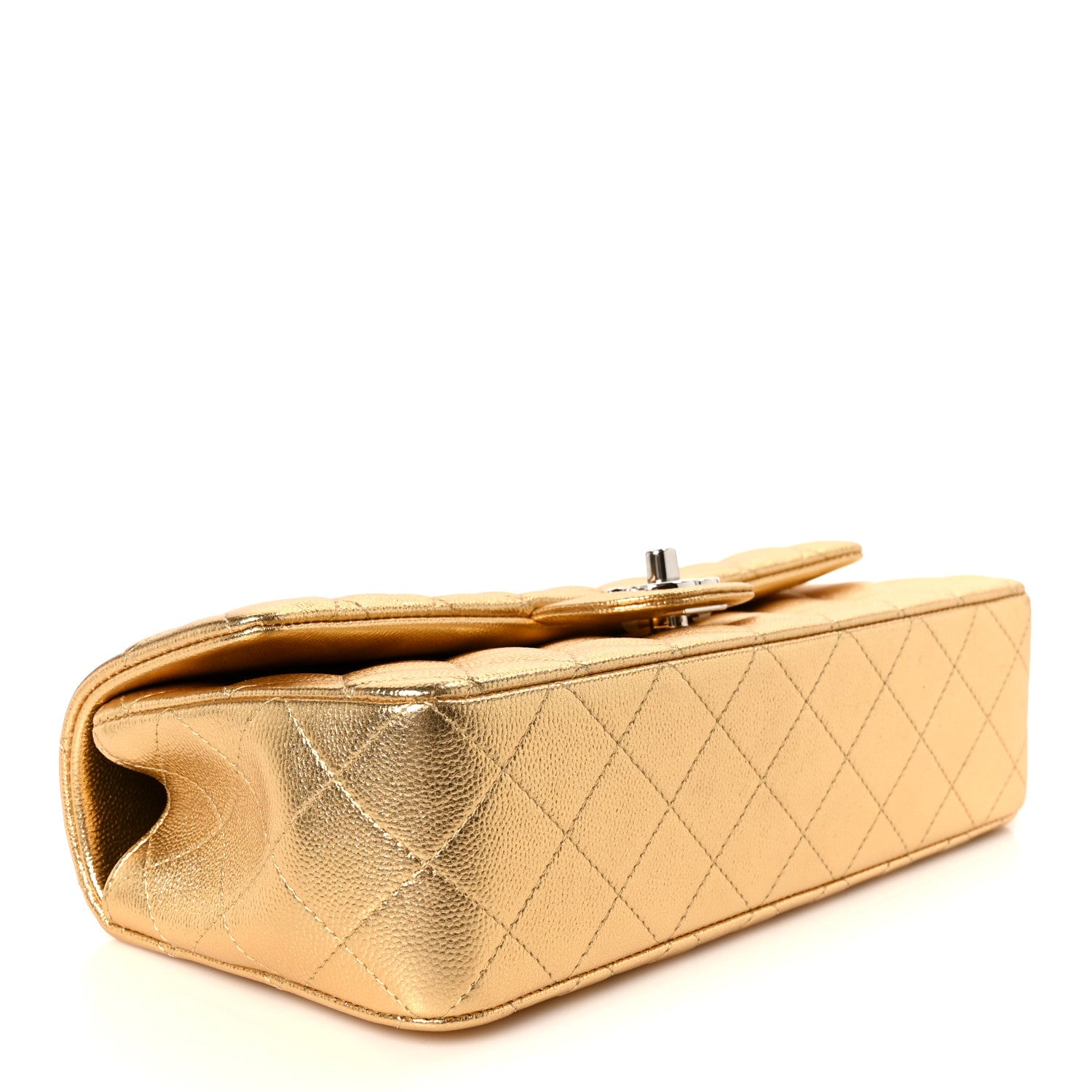 Chanel Metallic Caviar Quilted Top Handle East West Flap Gold 4 of 12