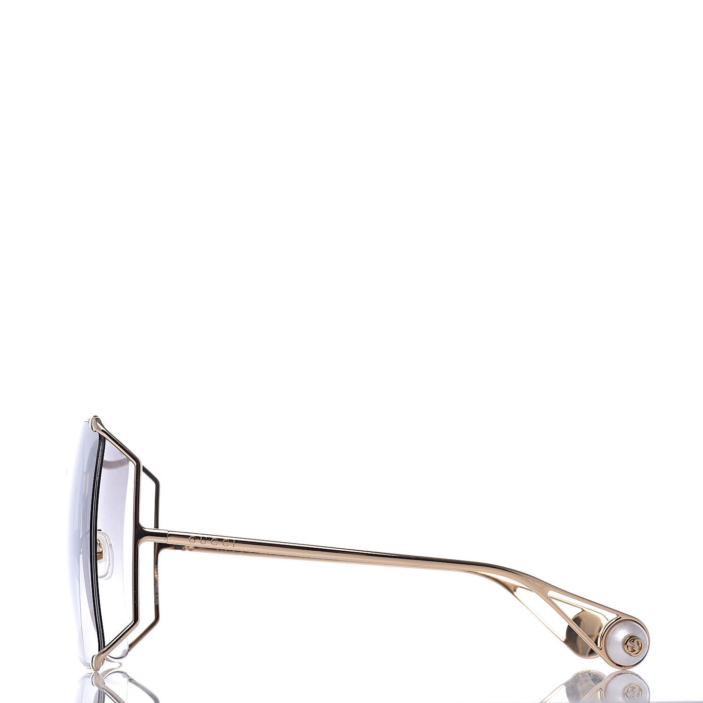 Oversized Round Sunglasses GG0252S Gold Grey