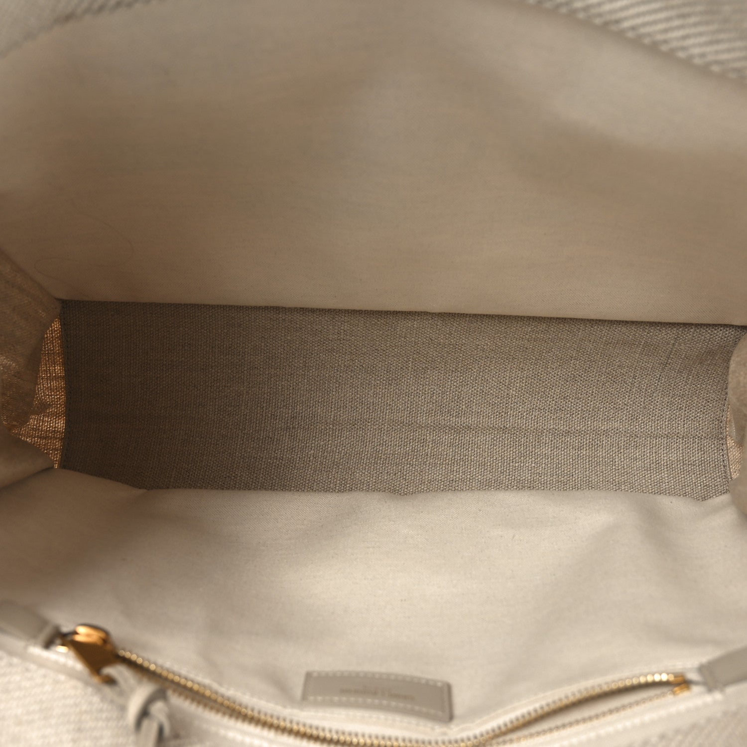 Saint Laurent Linen Calfskin Small Rive Gauche Tote Beige Sea Salt 5 of 9