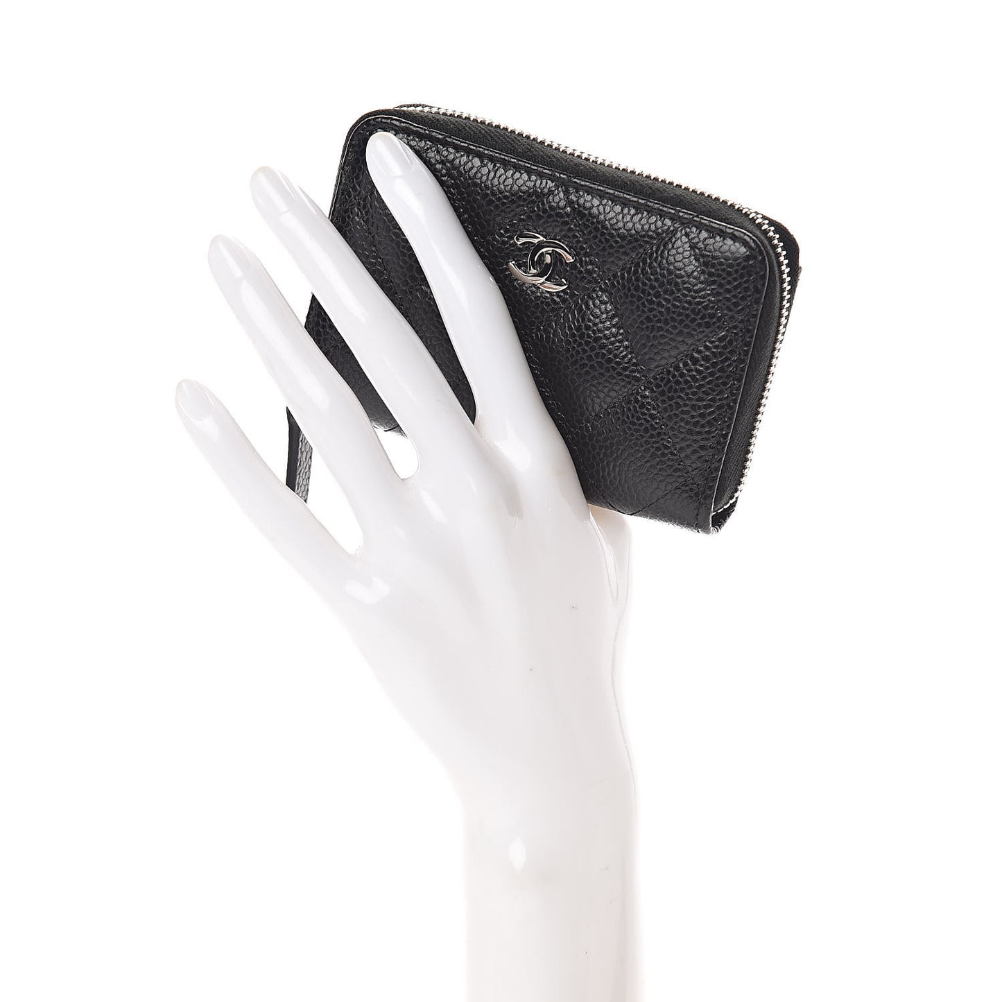 Caviar Quilted Zip Coin Purse Black
