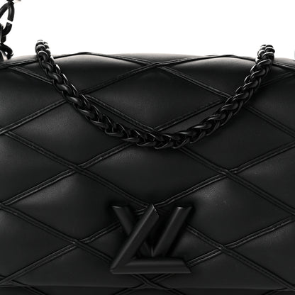 Louis Vuitton Lambskin Malletage Monochrome Top Handle GO-14 MM Black 8 of 10