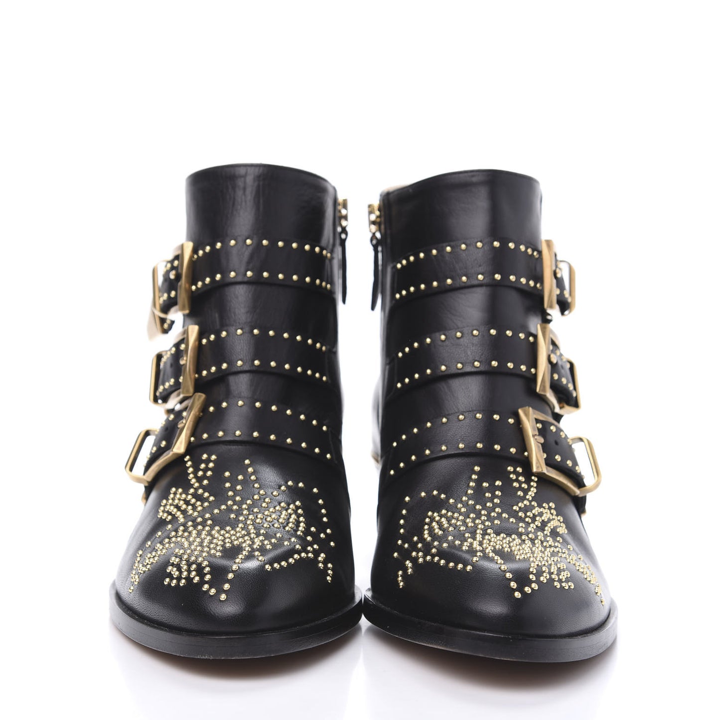 Nappa Sheepskin Studded Susanna Ankle Boots 39 Black Gold
