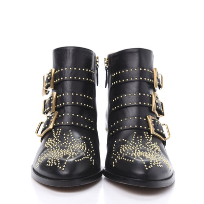 Chloe Nappa Sheepskin Studded Susanna Ankle Boots 39 Black Gold 2 of 9