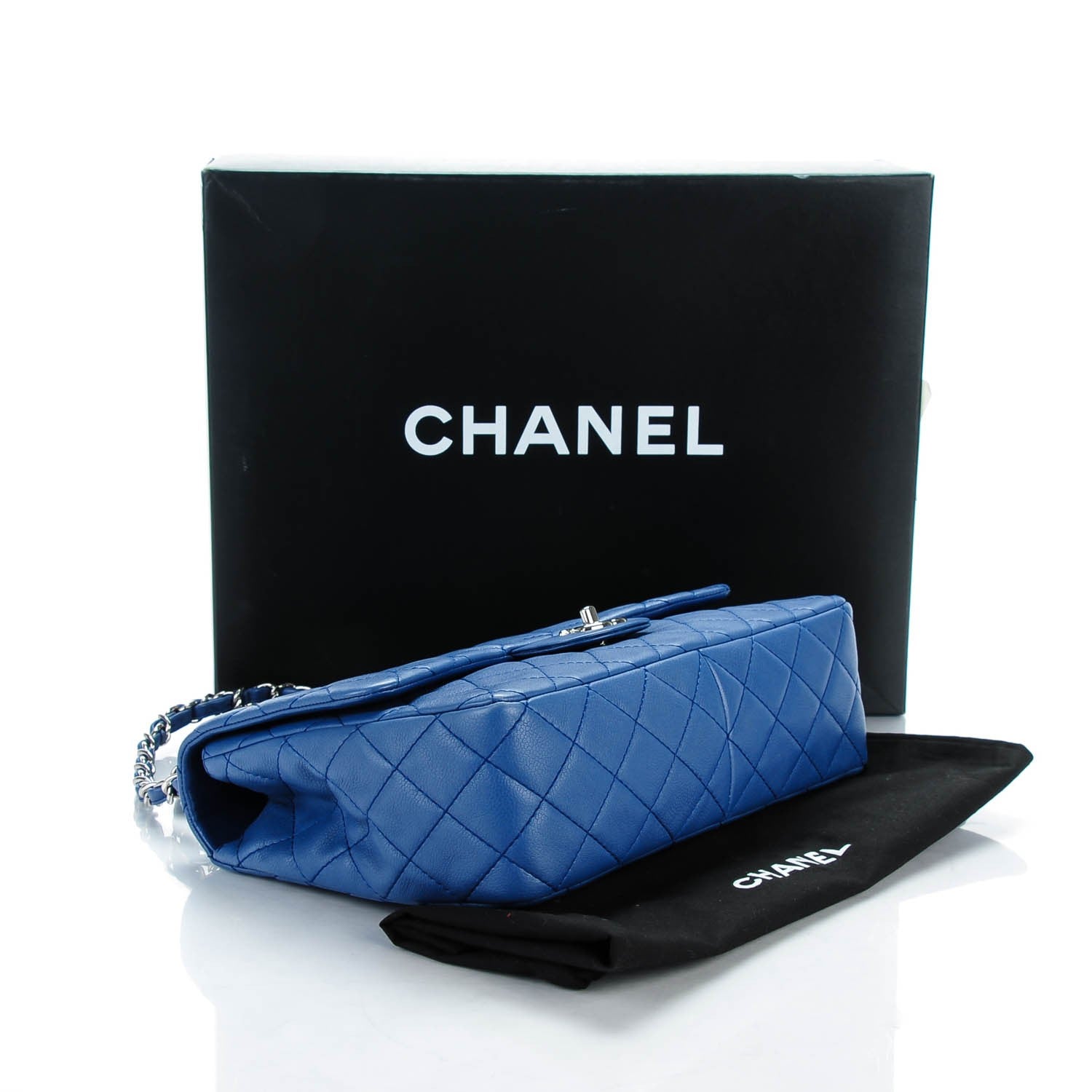 Chanel Washed Caviar Jumbo Single Flap Blue 4 of 8