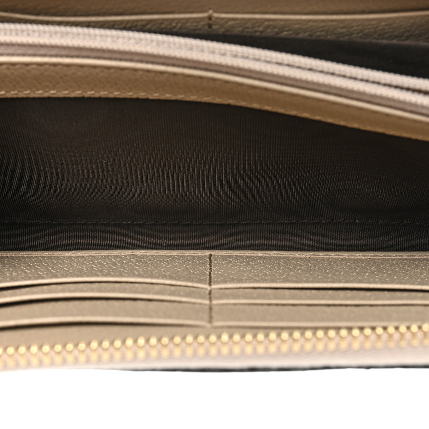 GG Supreme Monogram Textured Dollar Calfskin Web Ophidia Zip Around Wallet Beige Mystic White Oatmeal