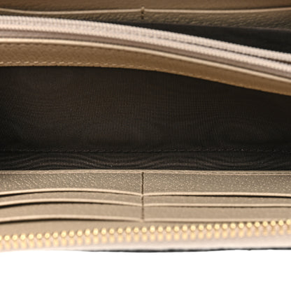 Gucci GG Supreme Monogram Textured Dollar Calfskin Web Ophidia Zip Around Wallet Beige Mystic White Oatmeal 5 of 11
