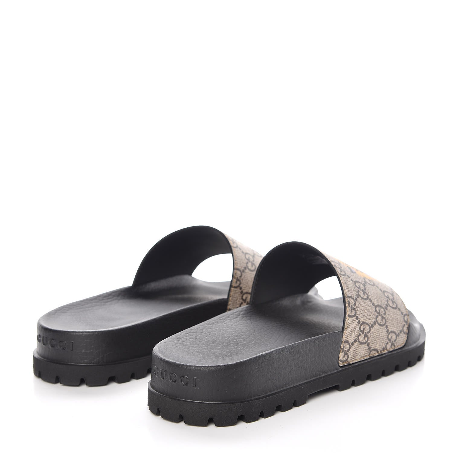Gucci GG Supreme Monogram Tiger Mens Lug Sole Slide Sandals 5 Ebony 4 of 9