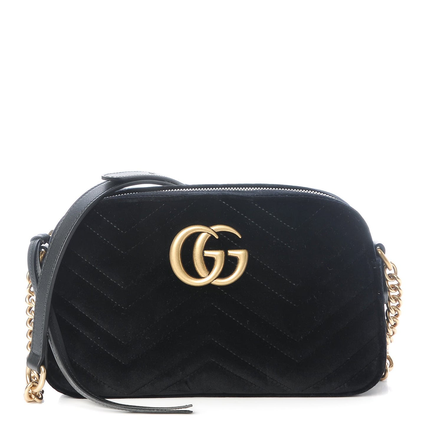 Velvet Matelasse Small GG Marmont Chain Shoulder Bag Black