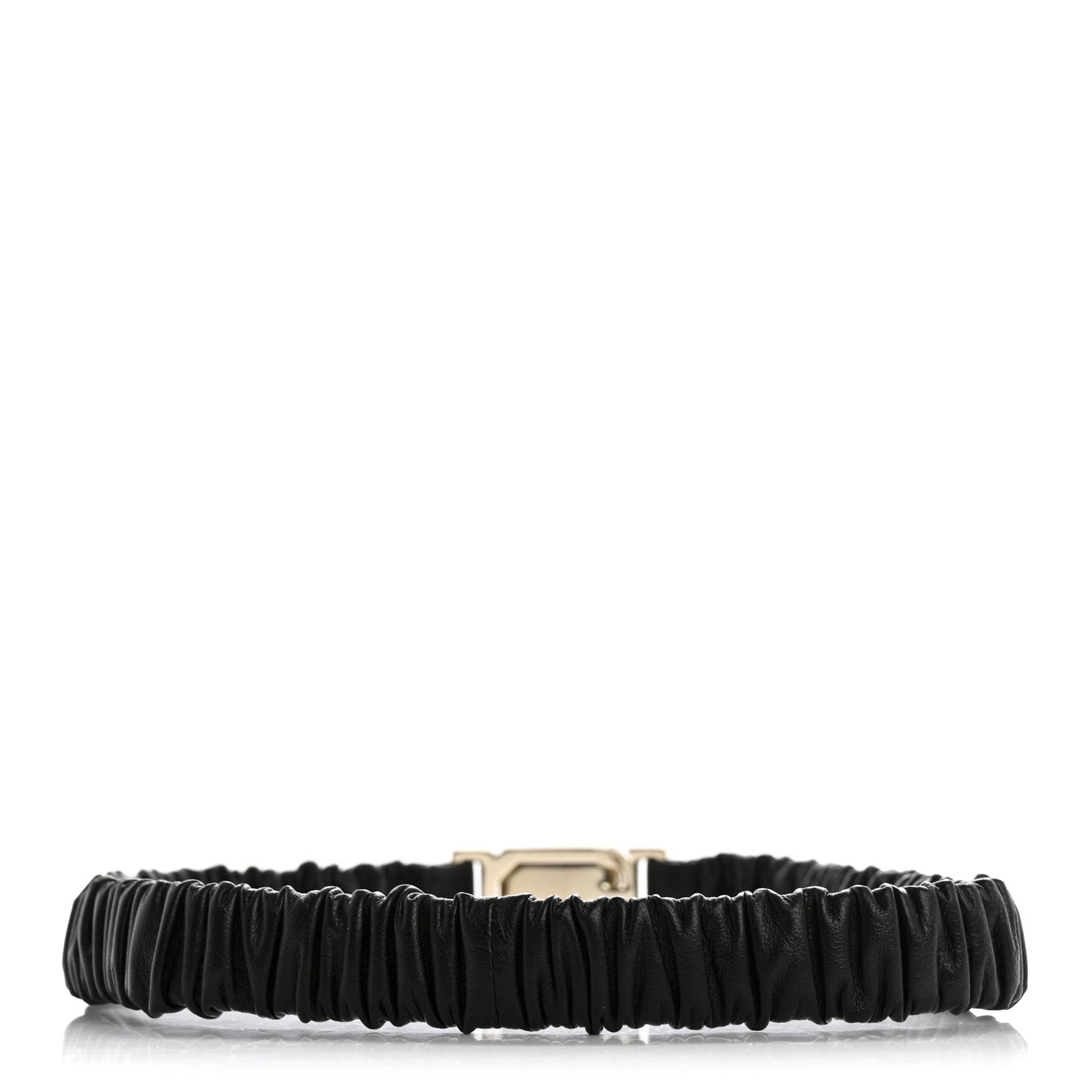 Chanel Lambskin Ruched Crystal CC Belt 75 30 Black 2 of 4