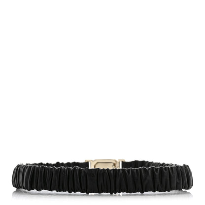 Chanel Lambskin Ruched Crystal CC Belt 75 30 Black 2 of 4