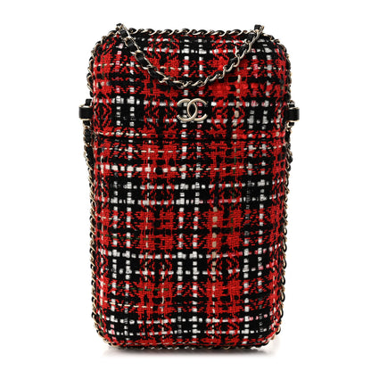 Chanel Tweed Chain Around Phone Holder Red Multicolor 1 of 9