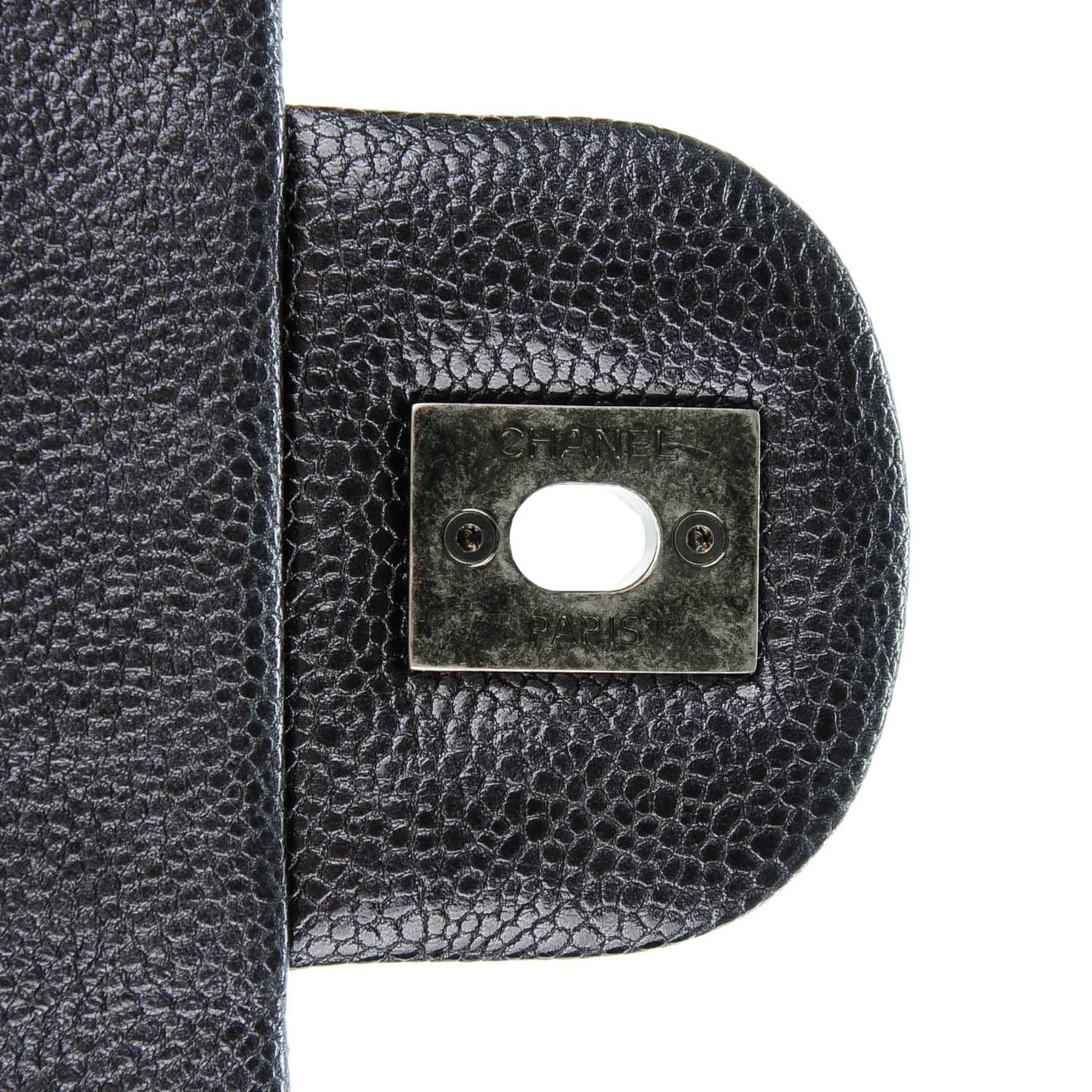 Caviar Quilted Jumbo Easy Flap Argent