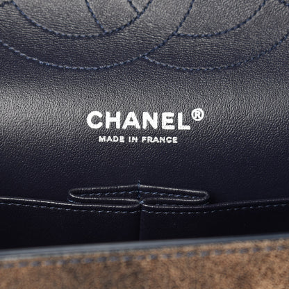 Chanel Calfskin Stitched Jumbo Double Flap Brown Blue 6 of 12