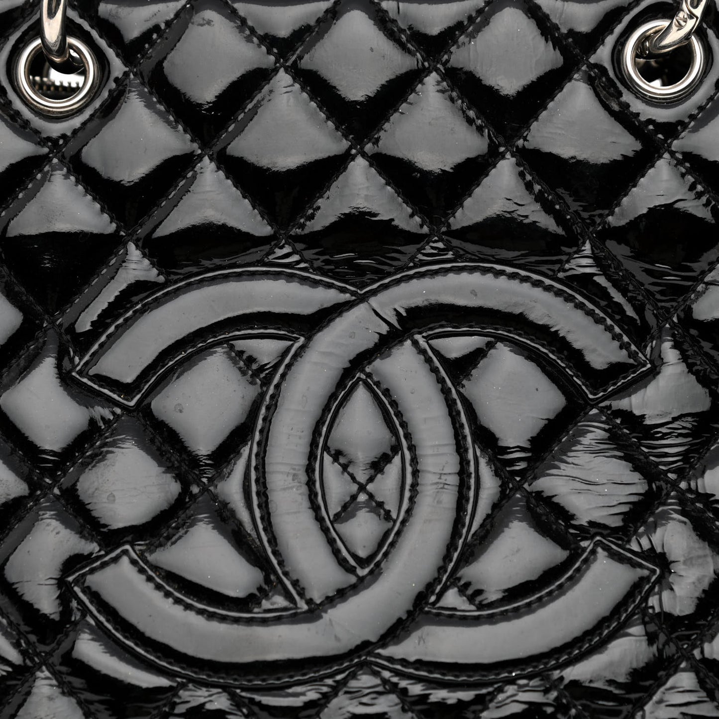 Patent Quilted Grand Shopping Tote GST Black
