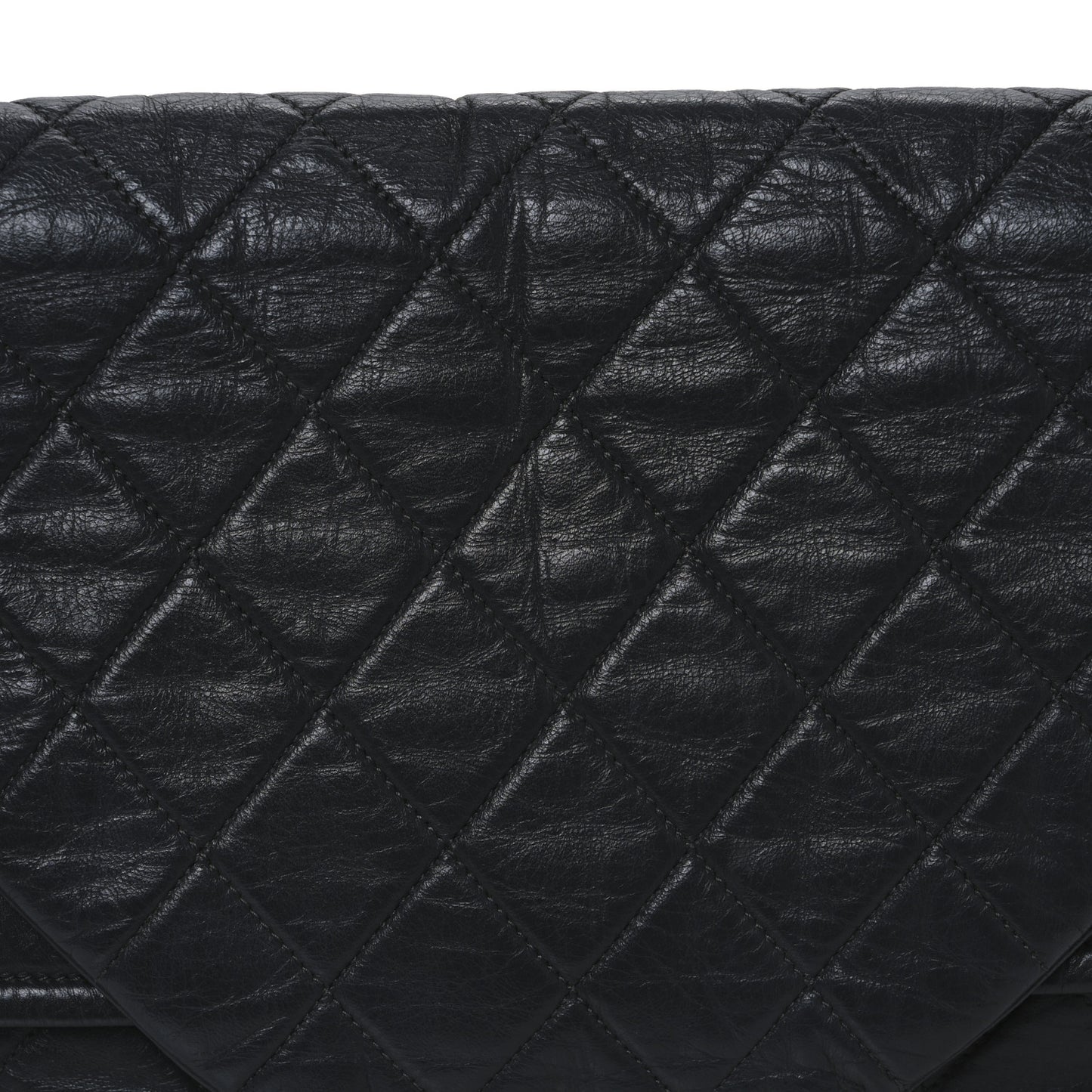 Lambskin Quilted Padded Envelope Flap Black
