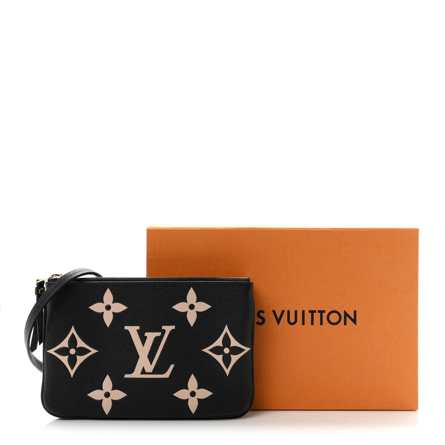 Louis Vuitton Empreinte Monogram Giant Double Zip Pochette Black Cream 10 of 10