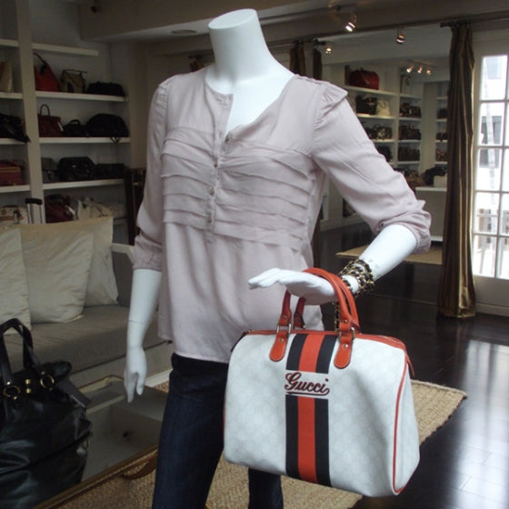 Gucci GG Plus Monogram Web Stripe Medium Joy Boston Orange 2 of 10