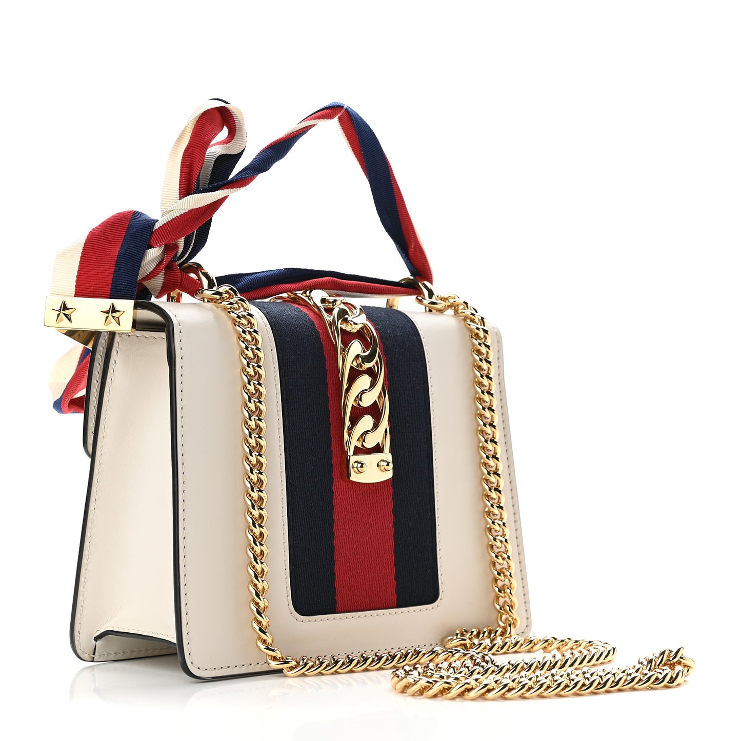 Calfskin Mini Sylvie Chain Shoulder Bag White